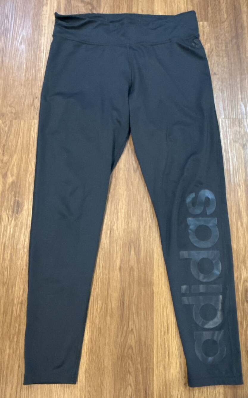 Adidas Climalite Leggings Size L Black Logo Activewear Pants